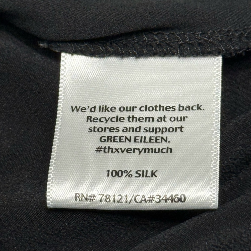 Eileen Fisher Black Button-Down 100% Silk Shirt XS - Picture 4 of 7